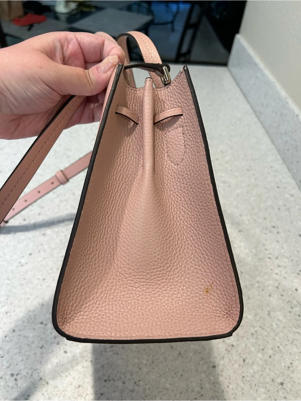 kate spade Blush Pink Pebbled Leather Satchel with Crossbody Strap